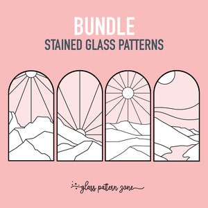 Landscapes, Stain Glass Pattern, Stained glass patterns, DIY stained glass,