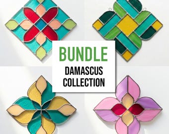 DAMASCUS Stained Glass Pattern Bundle: Lotus, Rose, Sun (PDF Patterns)
