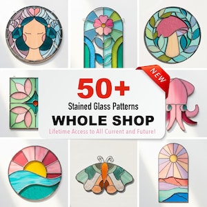 Mais de 50 padrões de vitrais: pacote completo para loja (PDF)