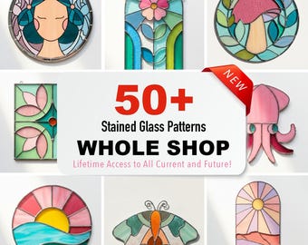 50+ Stained Glass Patterns: Whole Shop Bundle (PDF)
