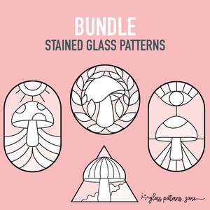 Mushroom Stained Glass Pattern Bundle: DIY Geometric Designs (PDF Pattern)
