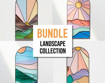 Landschafts-Buntglas-Muster-Bundle: Anfänger DIY (PDF-Muster)