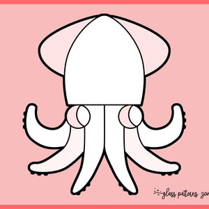 SQUID, Stained Glass Pattern, Stained glass patterns, DIY stained glass, Sea