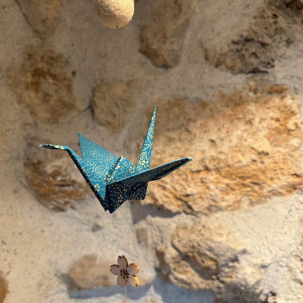 Guirlande Grues - Origami - bleu