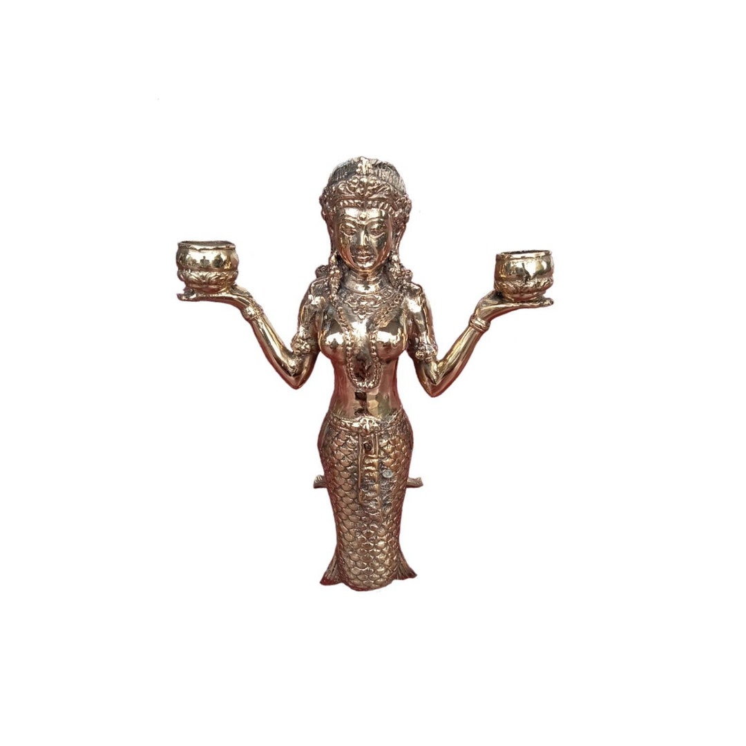 Brass Aesthetic Candle Holder Dewi Mermaid 22 Cm High Etsy
