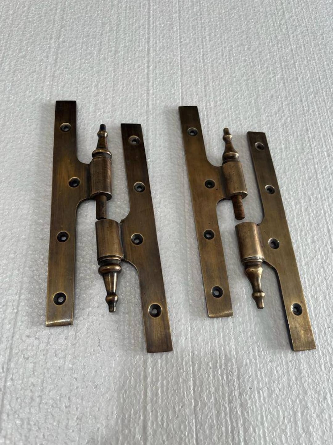 Set of Two Vintage Brass Lift off Hinges, Medium Size Long 15cm, in