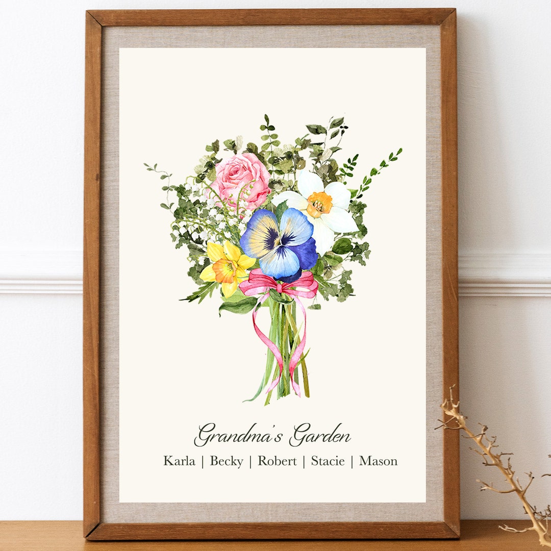 Birth Flower Print Custom Bouquet Painting Birth Flower Bouquet Birth Month Flower Custom