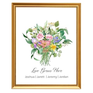 Personalized Gift for Mom Birth Flower Print Custom Bouquet Painting Mothers Day Gift Birth Month Flower Custom Digital Art image 8