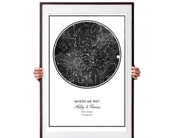 Star Map by Date, Where We Met Map, First Date Map, Constellation Map Custom Digital Print Personalized Gift Mother's Day  Custom Wall Decor