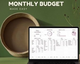 Plantilla de hoja de cálculo de presupuesto mensual / Hoja de cálculo de presupuesto de Excel / Plantilla de presupuesto / Planificador de presupuesto digital
