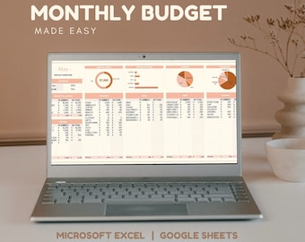 Plantilla de hoja de cálculo de presupuesto mensual / Hoja de cálculo de presupuesto de Excel / Plantilla de presupuesto / Planificador de presupuesto digital