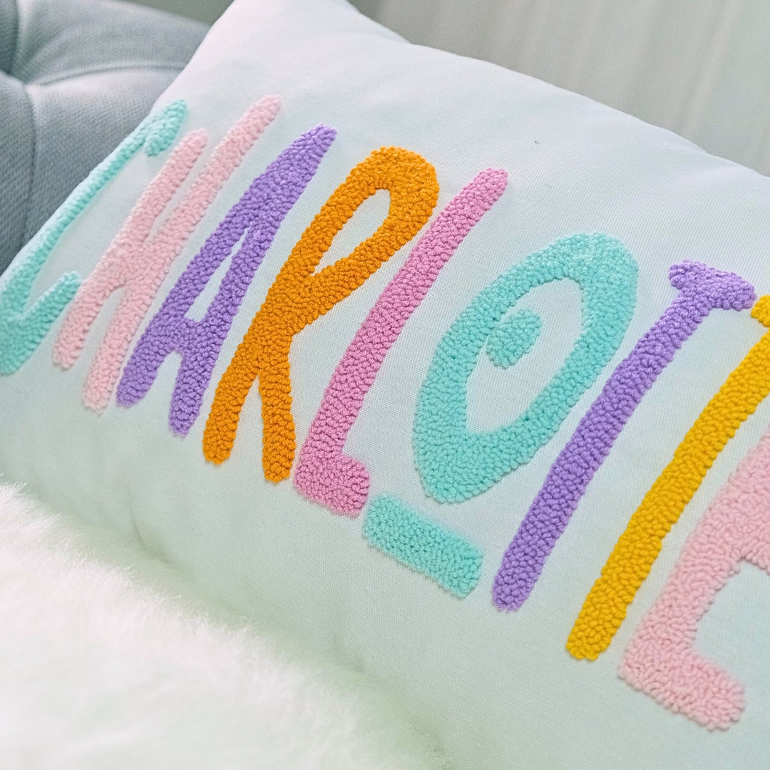 Embroidered Baby Girl Room Pillow, Baby Girl Shower Gift, Personalized