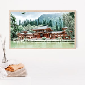 Samsung Frame TV Art, Hawaii Digital Print, Japanese Temple, Frame TV Art, Architecture Digital Art, Hawaii Island TV Art, Byodo-in Temple