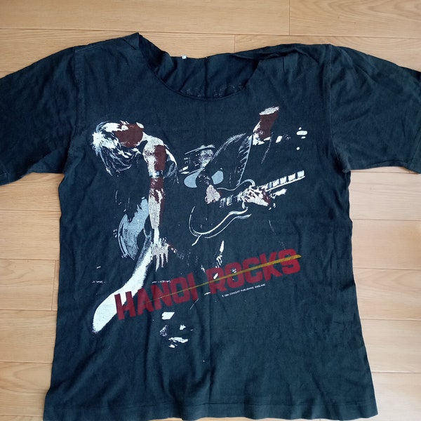 Hanoi Rocks Tour Tee Japan 1984 Official Michael Monroe Andy McCoy Sam Yaffa Razzle Nasty Suicide Glam Rock Official Vintage T-Shirt