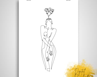 Female Line Art - Female Body Art - Female Silhouette - Minimalist Line Art - Line Art Woman - Wall Art Prints