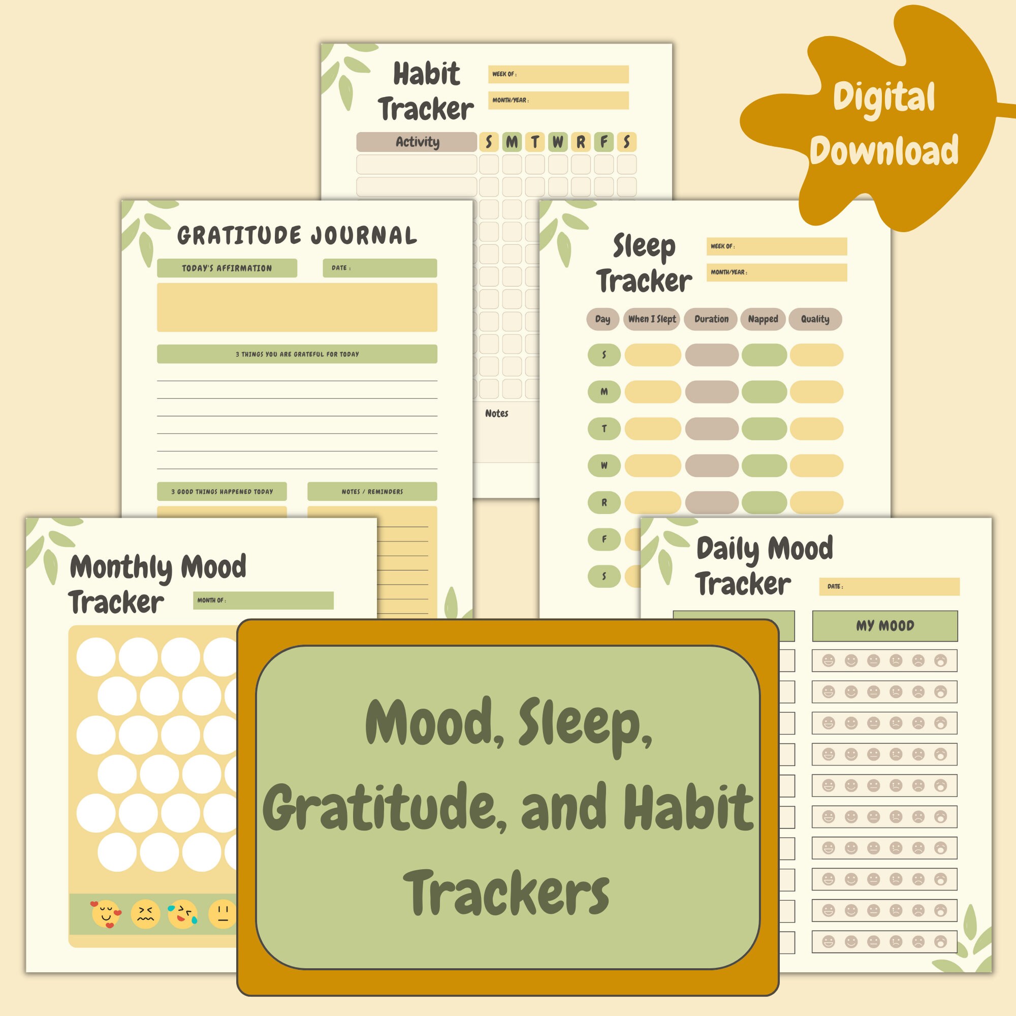 Self Care Planner and Tracker PRINTABLE Gratitude Journal Self Love ...