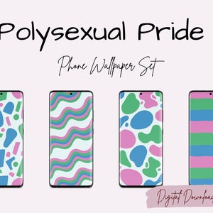 Orgullo Teléfono Fondo LGBTQ Polisexual Poli Gay Lesbiana Pan Bi Fondos de pantalla Pantalla de bloqueo inclusivo multicolor iPhone Android Descarga digital