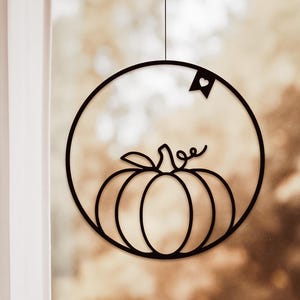 Fensterdeko Herbst | Fensteranhänger Kürbis | herbstliche Fensterdeko zum hängen | moderne Herbstdeko zum Aufhängen  | Dekokranz Herbst