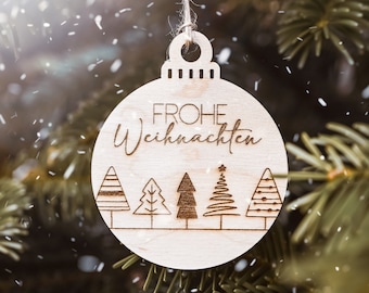 Christbaumschmuck personalisiert | Deko Anhänger aus Holz | Weihnachtsbaumkugeln mit Namen | Scandi Deko | Geschenkidee | Weihnachten