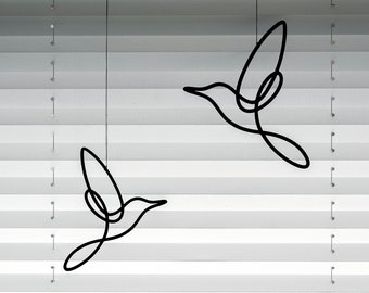 Line Art Vögel zum Aufhängen | Fensterdeko Holz Vögel Deko hängend | Fensterdeko hängend