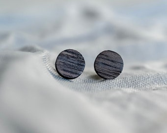 Ohrstecker rund aus Holz | Ohrringe Holz | Holzohrringe rund Nussbaumholz | Edelstahl | Ohrstecker unisex