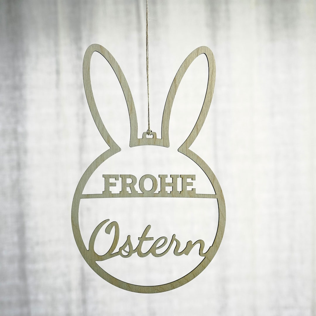 Oster-Holzschild "Frohe Ostern" Mit Hasen | Türdekoration 30x30 Cm Für Drinnen & Draußen