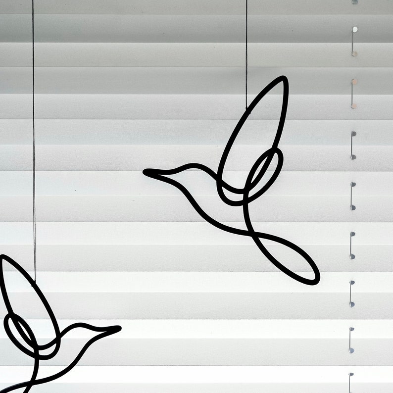 Line Art Vögel zum Aufhängen Fensterdeko Holz Vögel Deko hängend Fensterdeko hängend Bild 9