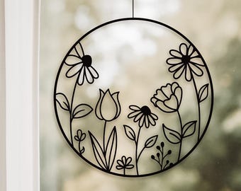 Fensterdeko Hänger Blumen Weiß – Deko zum Hängen aus Metall-3097754B