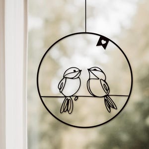 Fensterdeko Vögel | Fensterkranz zum aufhängen | moderne Fensterdeko ganzjährig | Türkranz