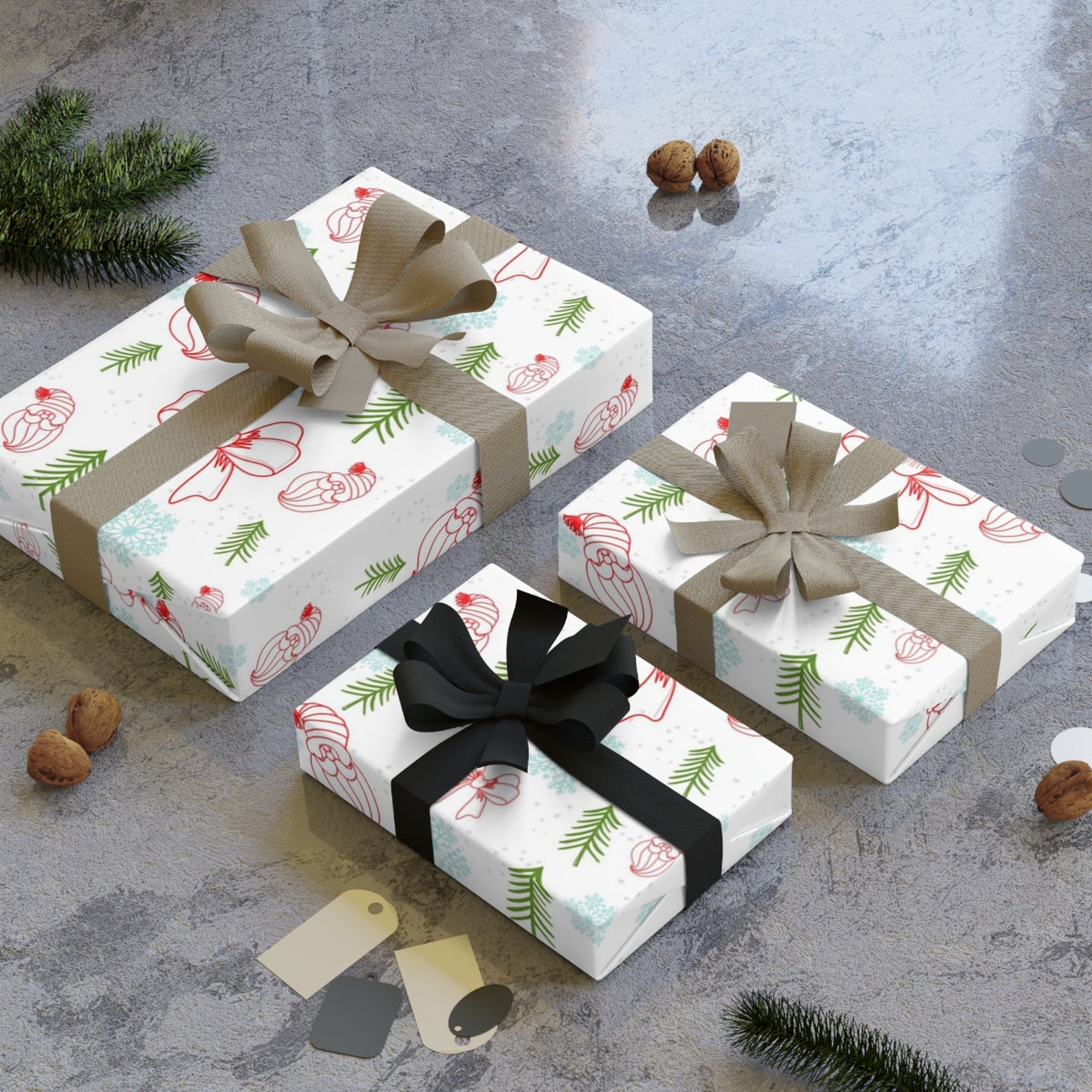 Gifts Rool Christmas Gift Wrapping Paper Roll for Holiday Gifts | Trees, Santa ...