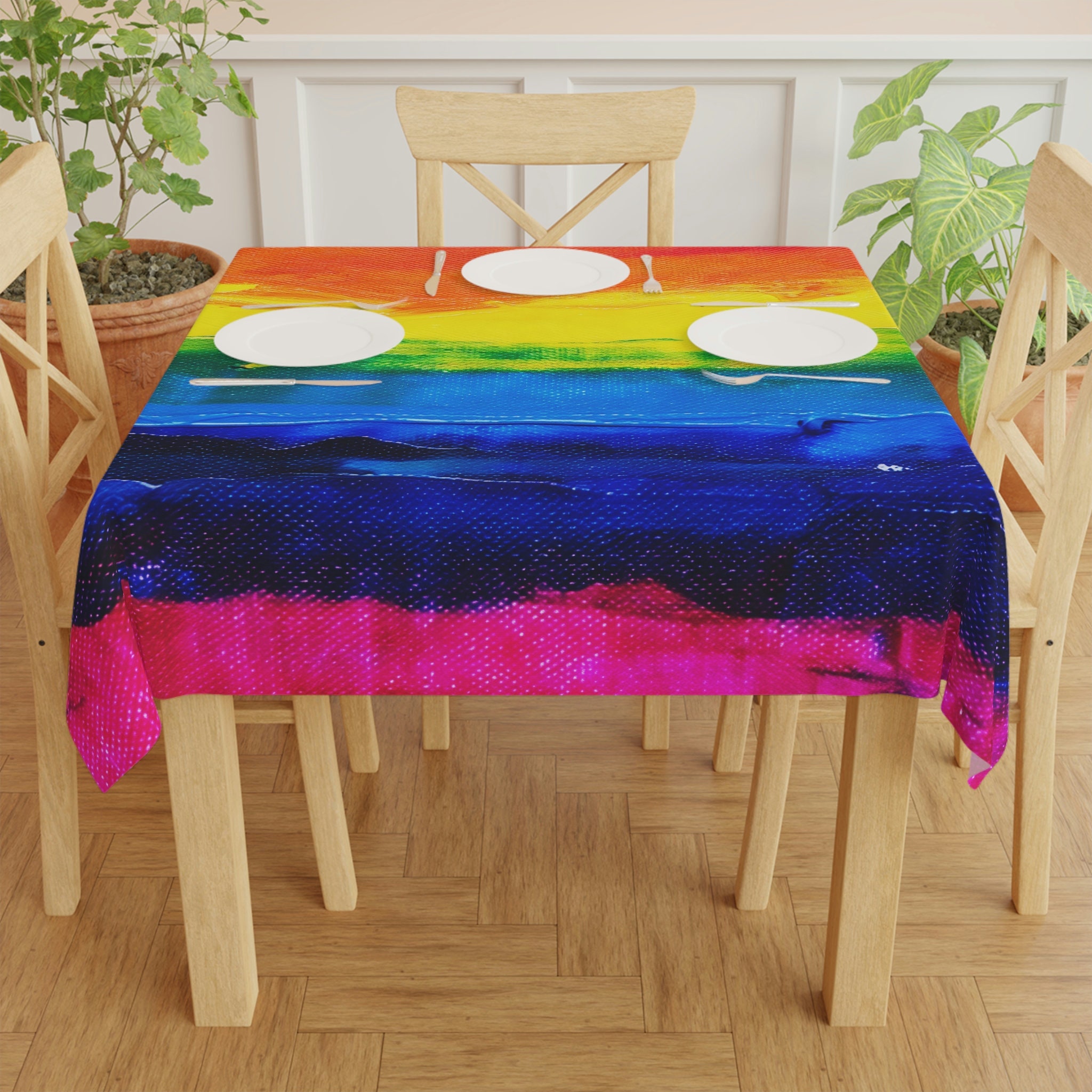 Tevxj 3 Pieces Pastel Rainbow Tablecloths for Rainbow Birthday
