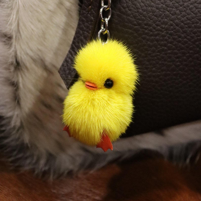 Chick Accessory Genuine Fur Keychain Hanging Keychain for Etsy