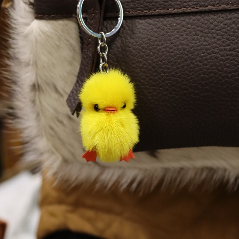 Chick Accessory Genuine Fur Keychain Hanging Keychain for Etsy