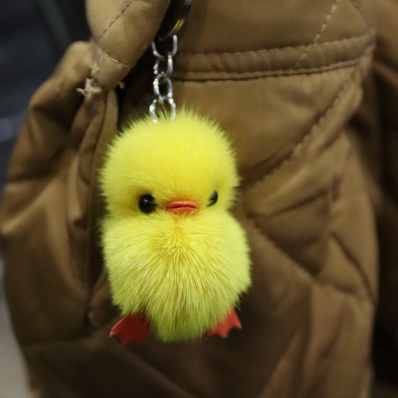 Chick Accessory Genuine Fur Keychain Hanging Keychain for Etsy