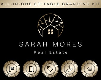 Makler-Logo und Real-Estate-Branding-Paket, einschließlich Facebook-Banner, E-Mail-Signaturen und Visitenkarten