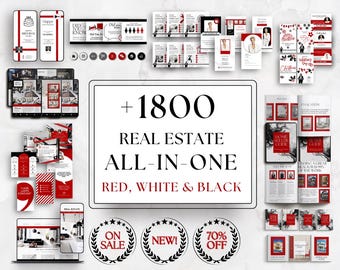 Red Real Estate Marketing Kit: Social Media Templates, Branding (Canva)