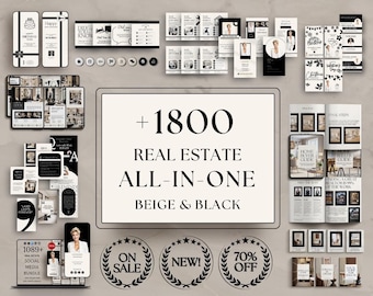 Real Estate Marketing Canva Template Bundle: Social Media, Branding