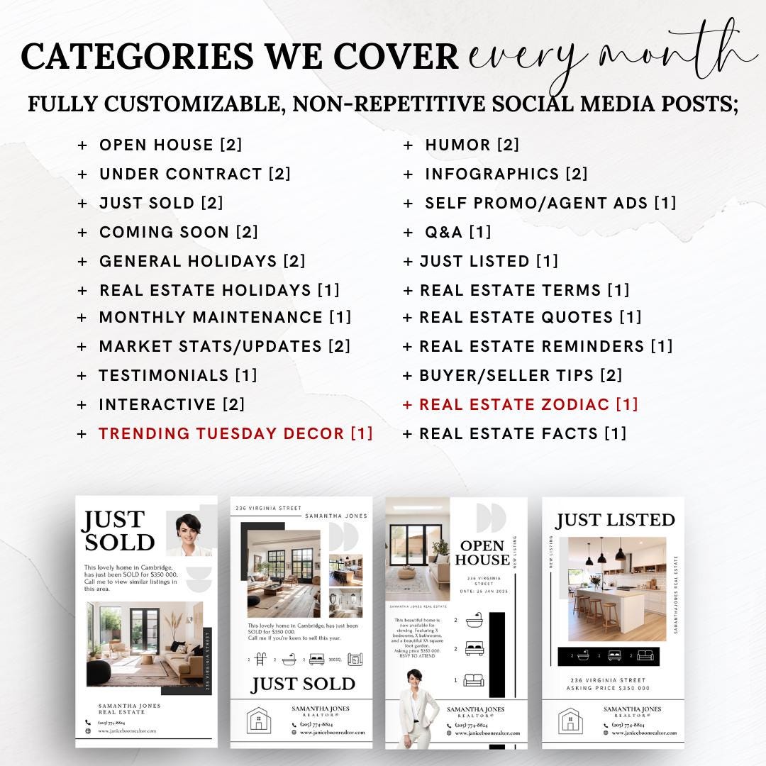 Real Estate January Social Media Templates: Canva Realtor Posts - Etsy