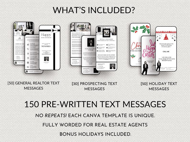 Real Estate Text Message Templates 150+ Agent Marketing (canva) Etsy