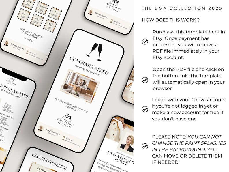Real Estate Text Message Templates Realtor Marketing Bundle (canva