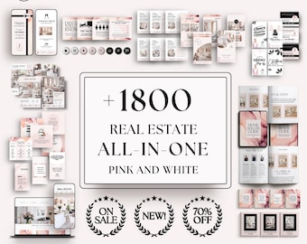 Pink Real Estate Canva Template Bundle: Realtor Marketing 2025