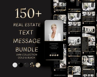 Realtor textable cards in gold for real estate mobile marketing and farming kit, digital business cards  prospecting text messages.