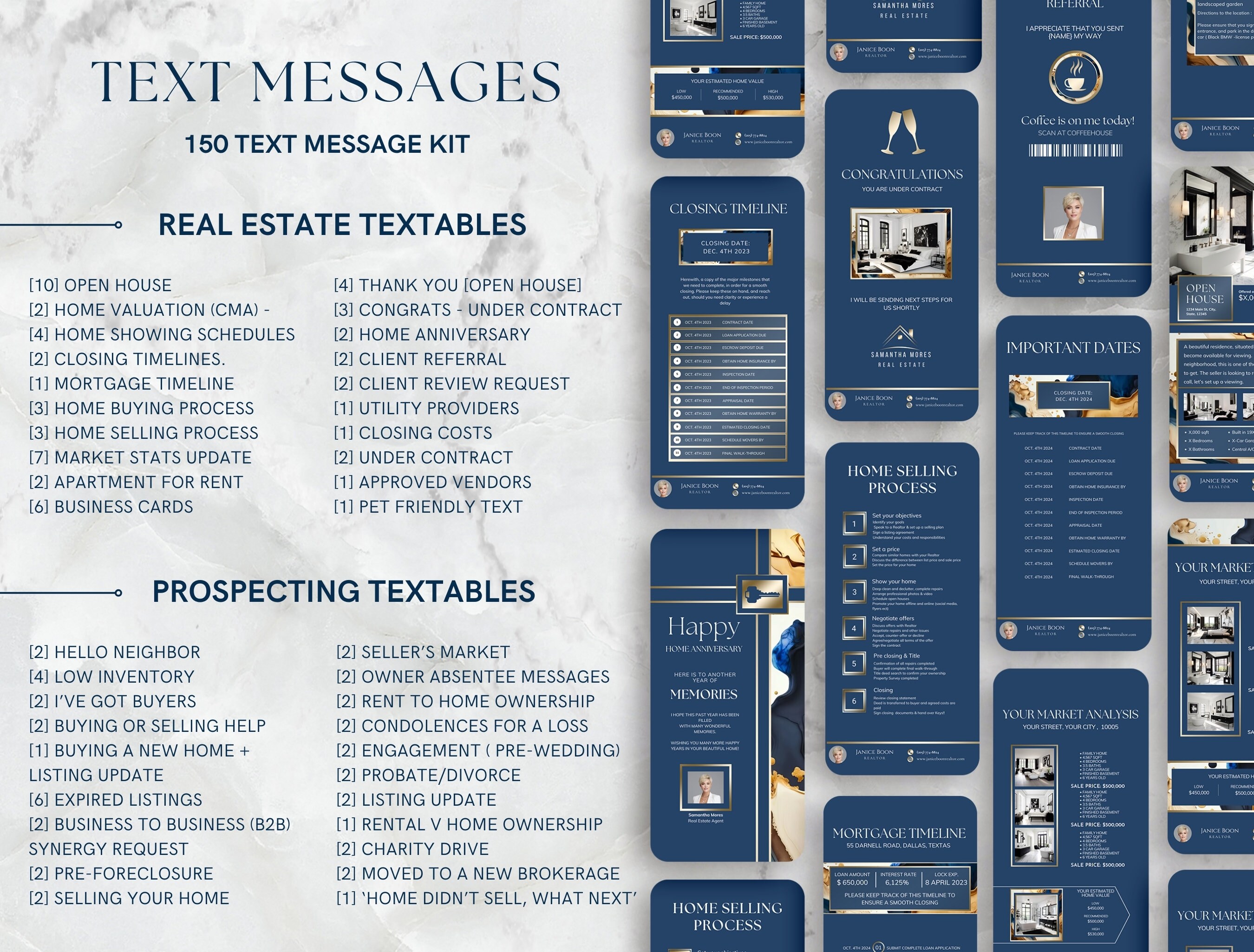 Blue & Gold Real Estate Canva Templates: Realtor Marketing Kit - Etsy