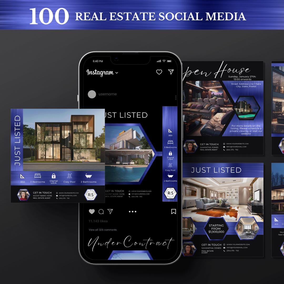 Real Estate Marketing Templates Bundle for Social Media Realtor Canva ...