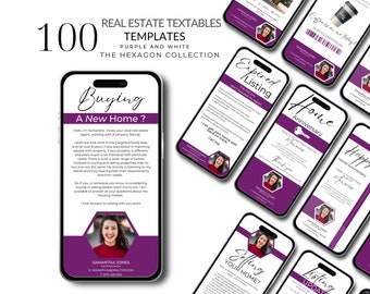 Text message marketing in purple and white, real estate text, textable bundle, realtor text messages