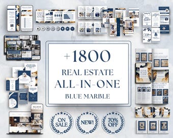 Blue Marble Real Estate Marketing Kit: 1800+ Canva Templates