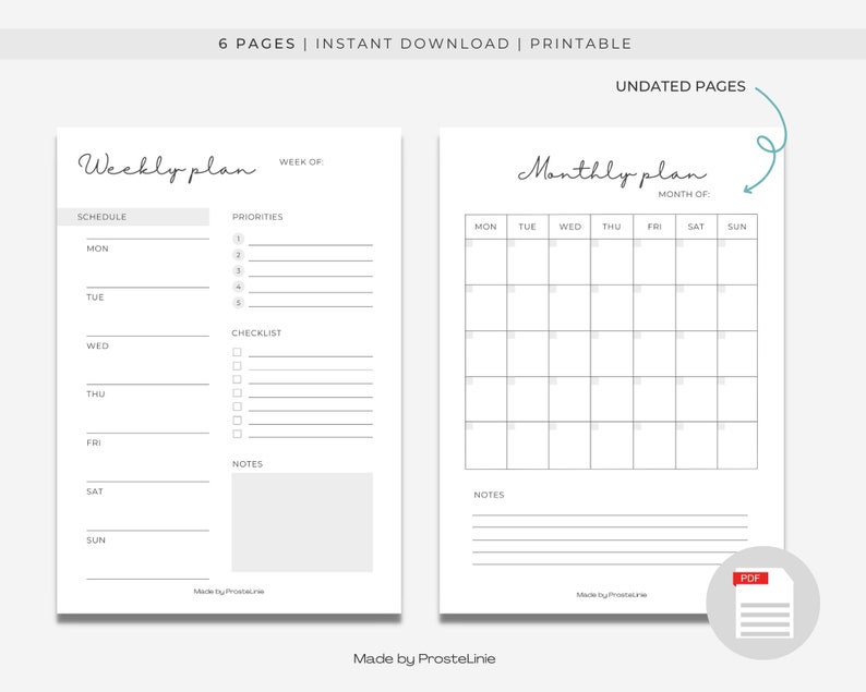 Printable Daily Planner Printable Weekly Planner Printable Etsy