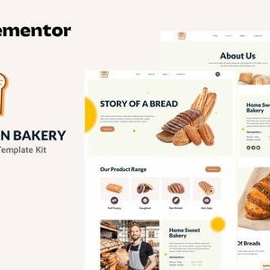 May include: Website mockup for an artisan bakery called "Bread Tale". The website features images of various breads, a story about the bakery, and a product range.