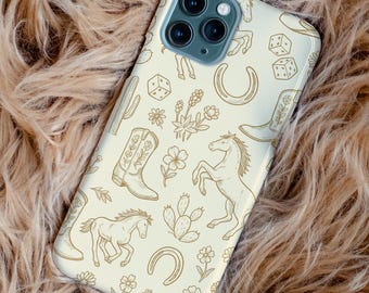 Coque de portable cow-girl, coque pour iPhone western, coque de portable cow-girl occidentale, coquette cowgirl côtière, Samsung, Google Pixel, esthétique cow-girl