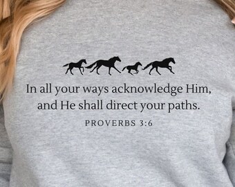 Christian Horseback Rider Shirt for Jesus Horse Lover Bible Verse Sweatshirt for Christian Cowgirl Cute Bible Verse Horse Sweatshirt